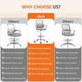Sweetcrispy Ergonomic Drafting Chair Tall Standing Desk Office Chair Gray Nylon Mesh