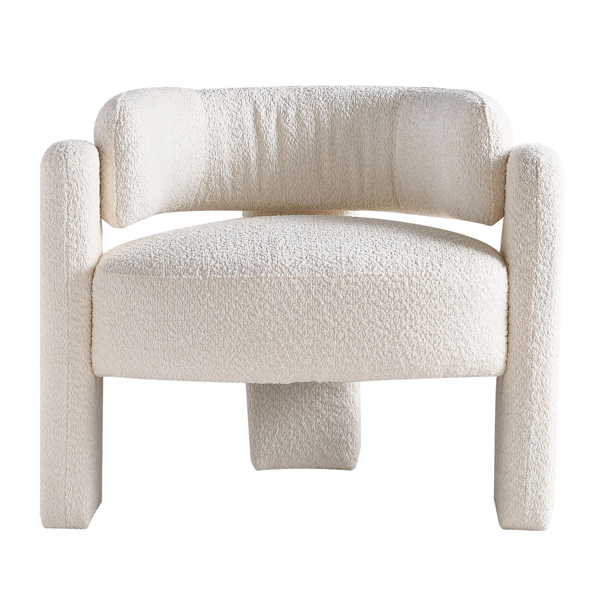 34.65" Wide Boucle Upholstery Accent Chair Beige Beige Primary Living Space Modern Foam Boucle