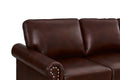 Classic Living Room Nails Sofa Burdy Faux Leather Burgundy Foam Pu Leather 3 Seat