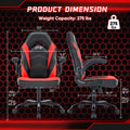 Sweetcrispy Gaming Chair Pu Leather Computer Chair Ergonomic Office Chair With Lumbar Support, Height Adjustable Rolling Desk Chairs With Flip Up Armrests Black Red Pu