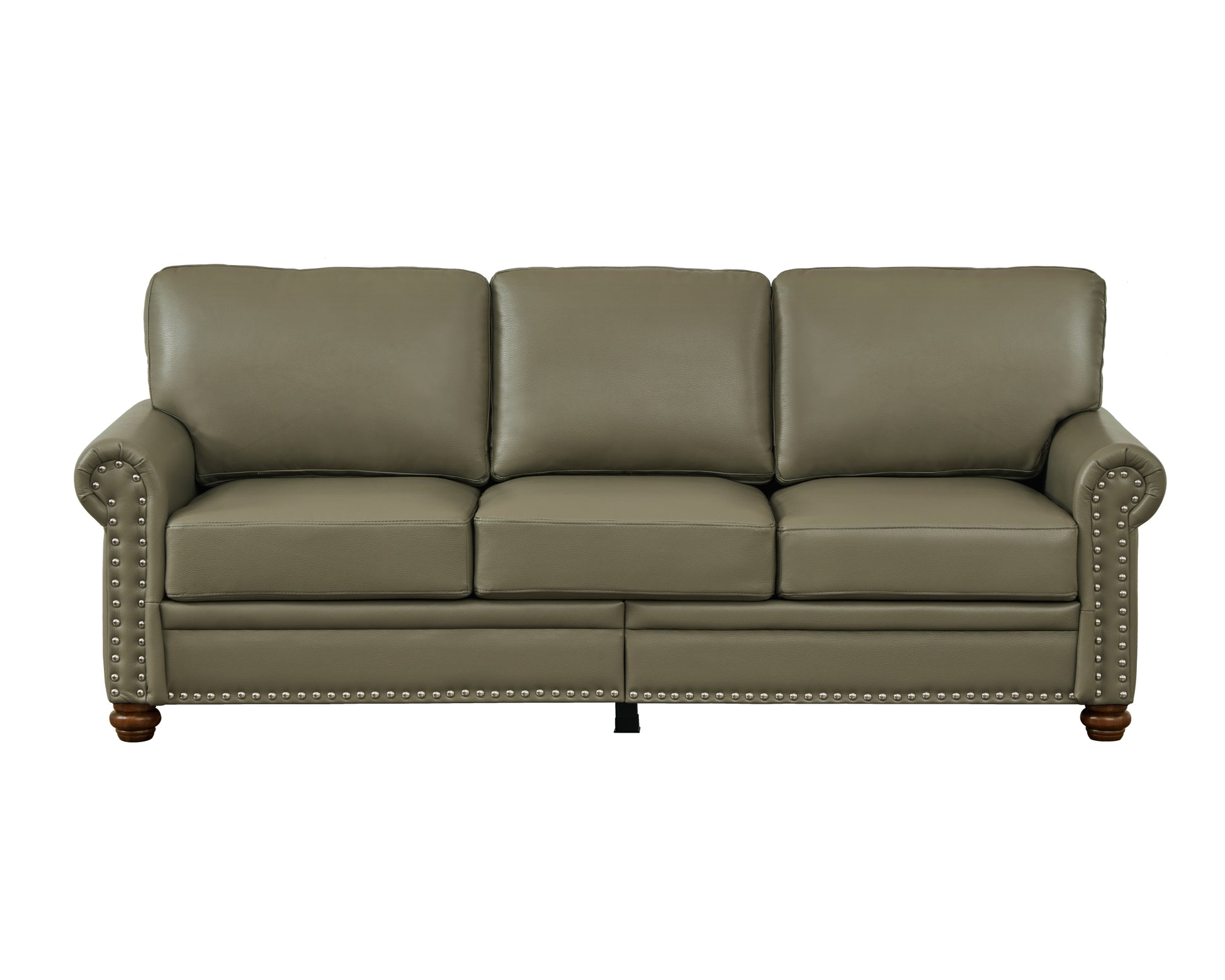 Classic Living Room Nails Sofa Taupe Faux Leather Grey Foam Pu Leather