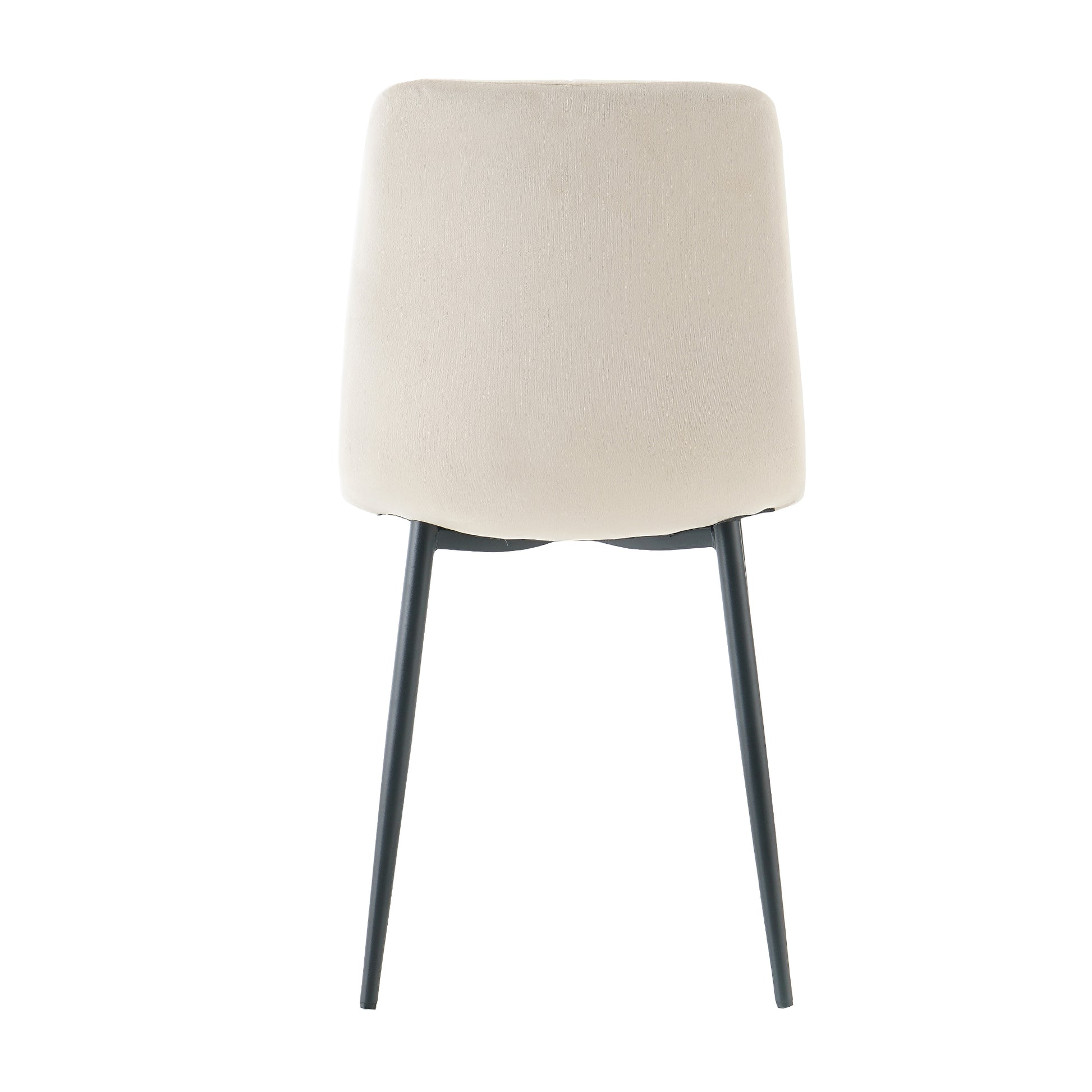 Table And Chair Set, One Table And Four Chairs. Clear Tempered Glass Table Top, 0.3 Feet Thick, Black Wrought Iron Legs. Black Spray Paint Chair Legs. Upholstered Chair Glass Cream White Metal