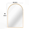 Gold 24X36 Inch Metal Arch Barhroom Mirror Gold Classic Mdf Glass Aluminium Alloy