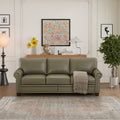 Classic Living Room Nails Sofa Taupe Faux Leather Grey Foam Pu Leather