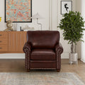 Living Room Sofa Single Seat Chair With Wood Leg Burdy Faux Leather Burgundy Foam Pu Leather