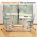Sweetcrispy Drafting Tall Office Chair Ergonomic High Desk Chair With Flip Up Armrests Gray Nylon Mesh