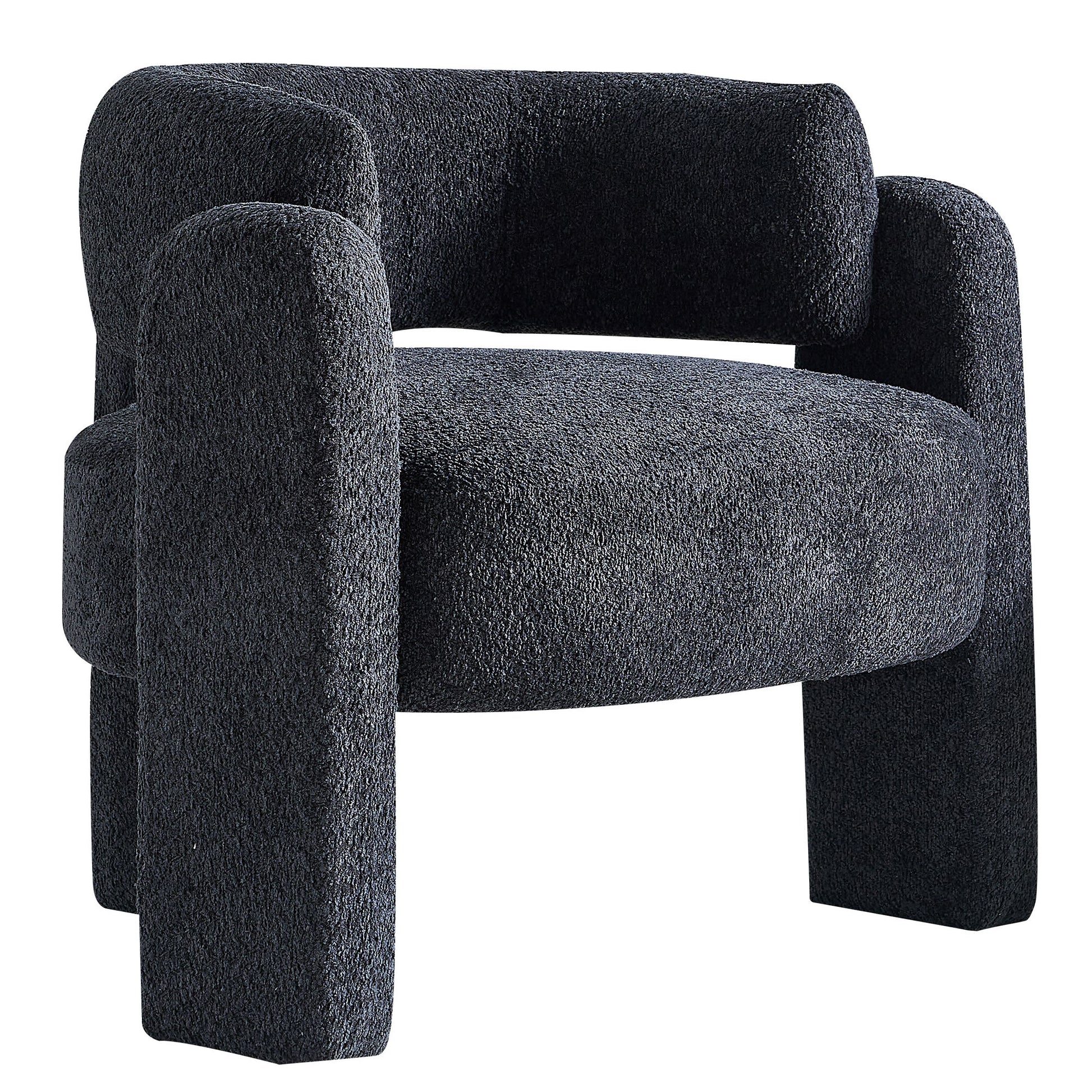 34.65" Wide Boucle Upholstery Accent Chair Dark Grey Dark Grey Primary Living Space Modern Foam Boucle