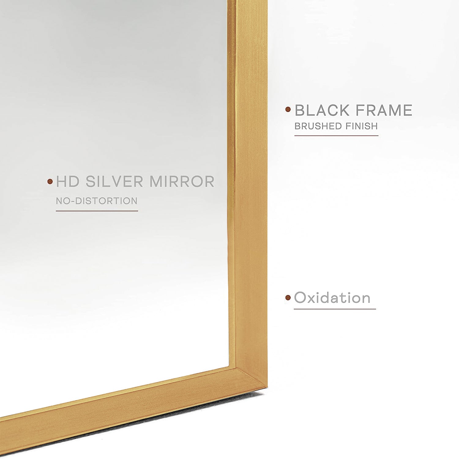 Gold 20X30 Inch Metal Arch Barhroom Mirror Gold Classic Mdf Glass Aluminium Alloy