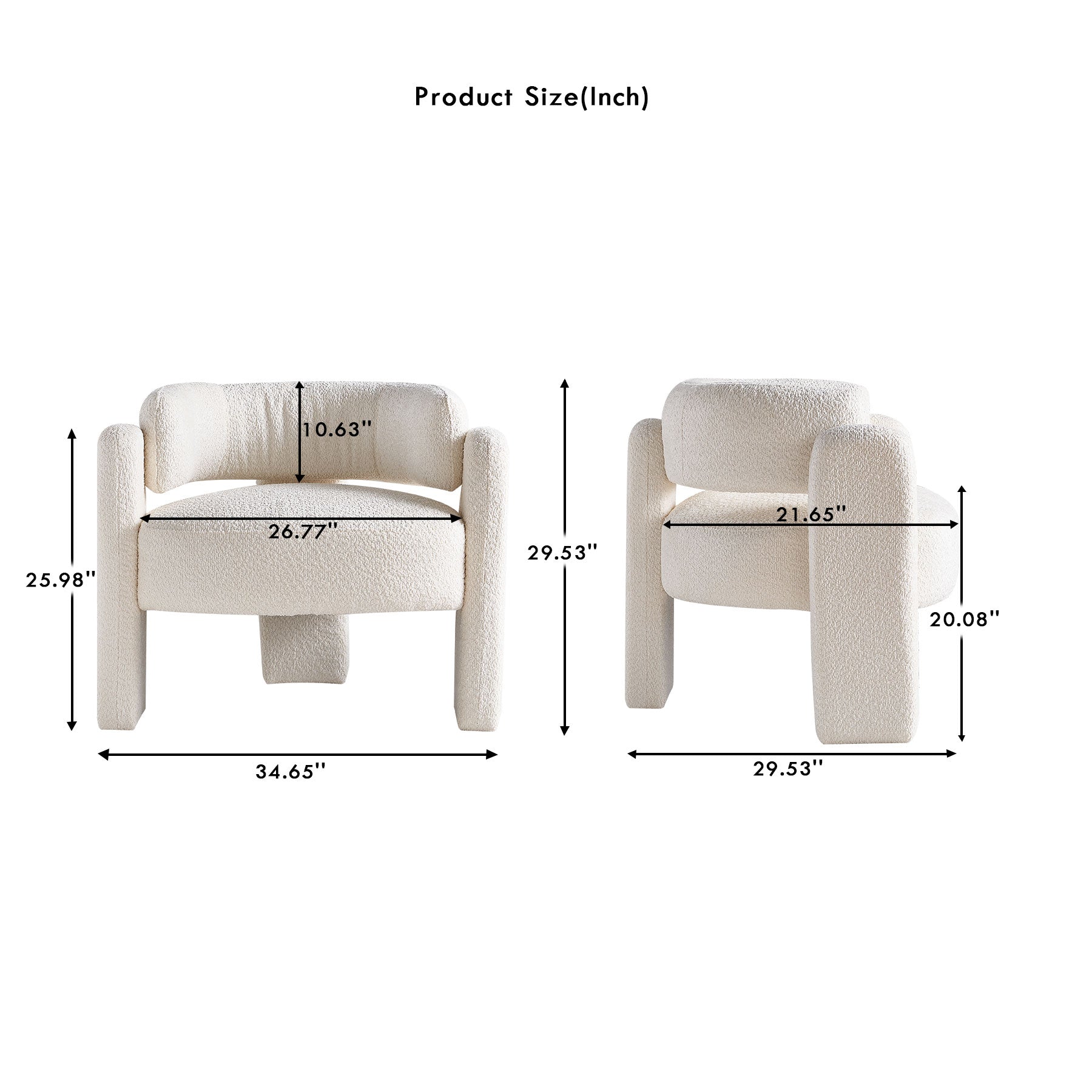34.65" Wide Boucle Upholstery Accent Chair Beige Beige Primary Living Space Modern Foam Boucle