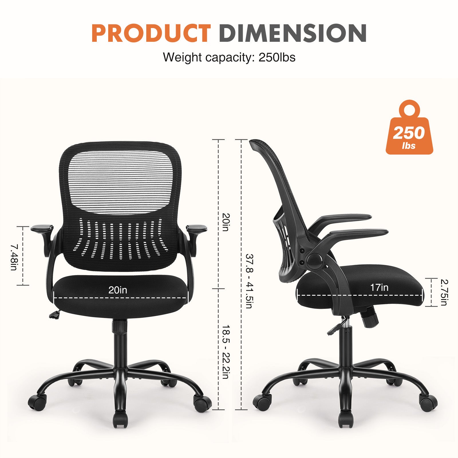 Sweetcrispy Office Mid Back Ergonomic Mesh Computer Desk Larger Seat Executive Height Adjustable Swivel Task Chair With Lumbar Support Black Nylon Mesh