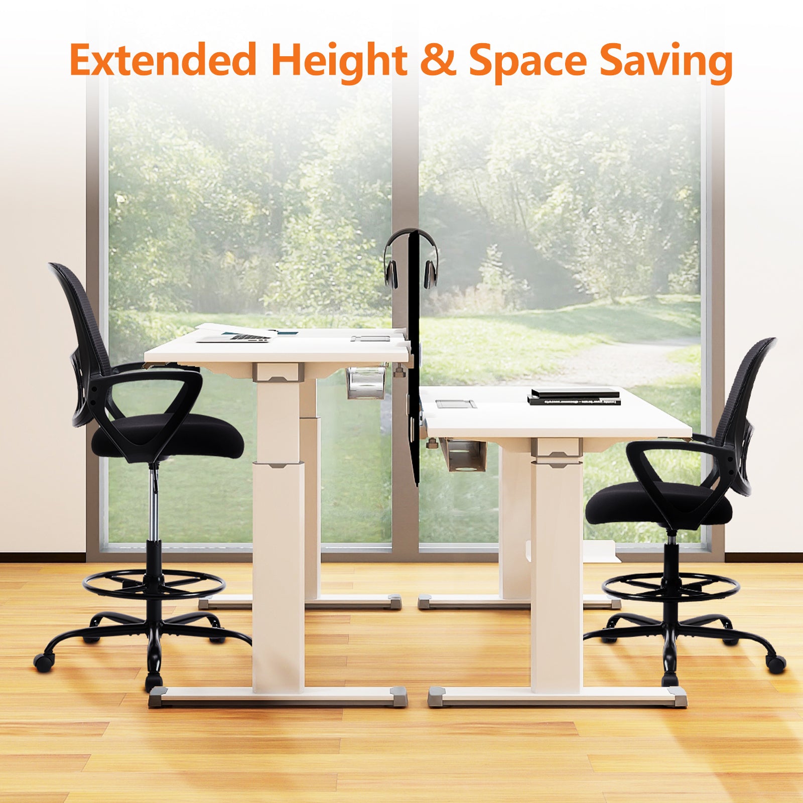 Sweetcrispy Ergonomic Drafting Chair Tall Standing Desk Office Chair Black Nylon Mesh