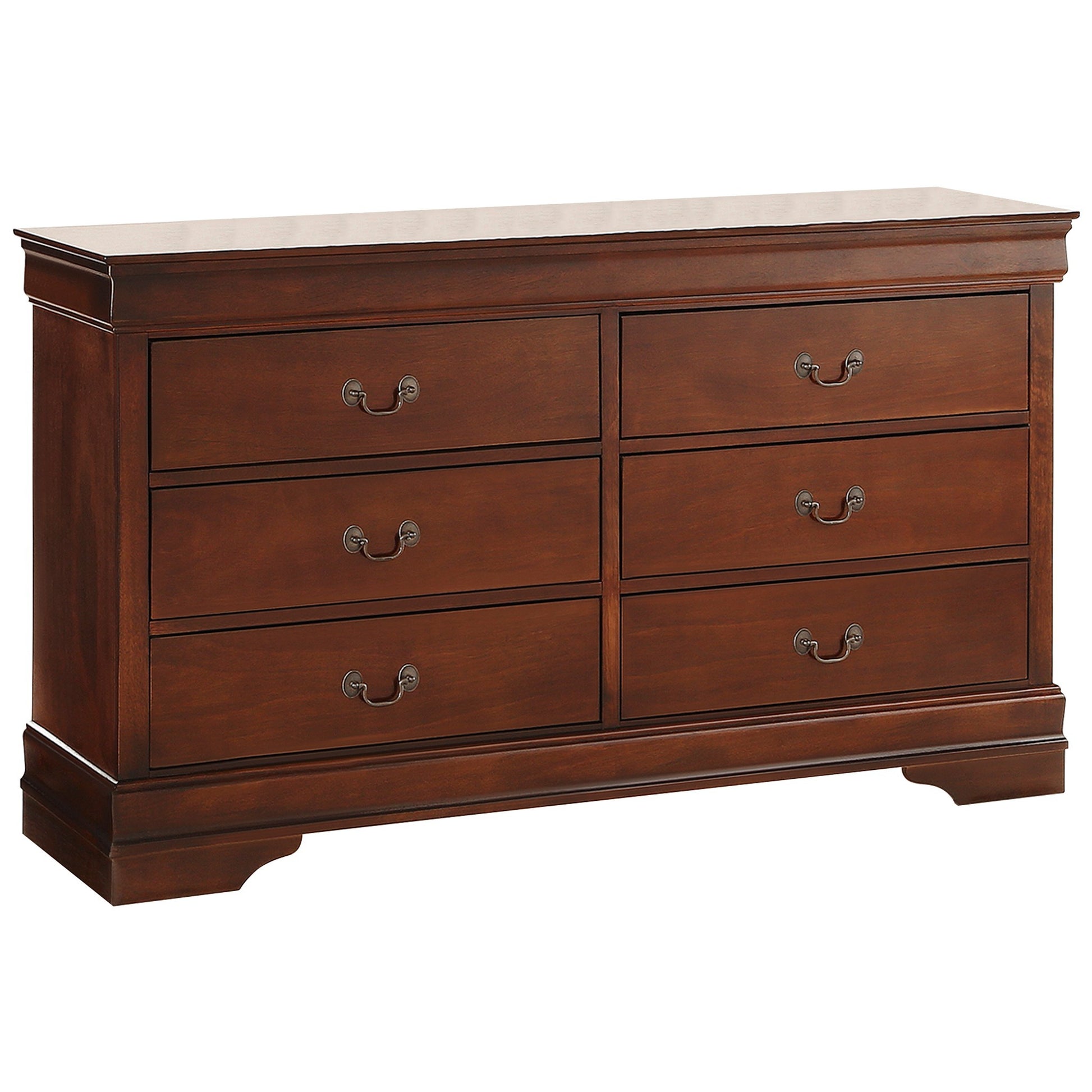 Traditional Design Brown Cherry Finish Dresser 1Pc Louis Phillipe Style Classic Bedroom Furniture Brown Mix Bedroom Classic,Traditional Wood