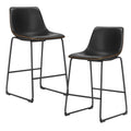 Sweetcrispy 26 Inch Counter Height Bar Stools Set Of 2 Leather Barstool With Back And Metal Leg Modern Bar Stools For Kitchen Island Pub Living Room Black Pu