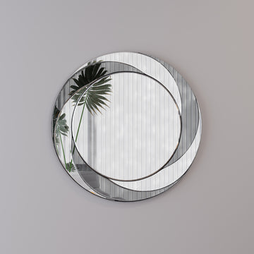 24 Inch Wall Mounted Silver Decorative Round Wall Mirror For Home, Living Room, Bedroom, Entryway Silver Grey Mdf Glass