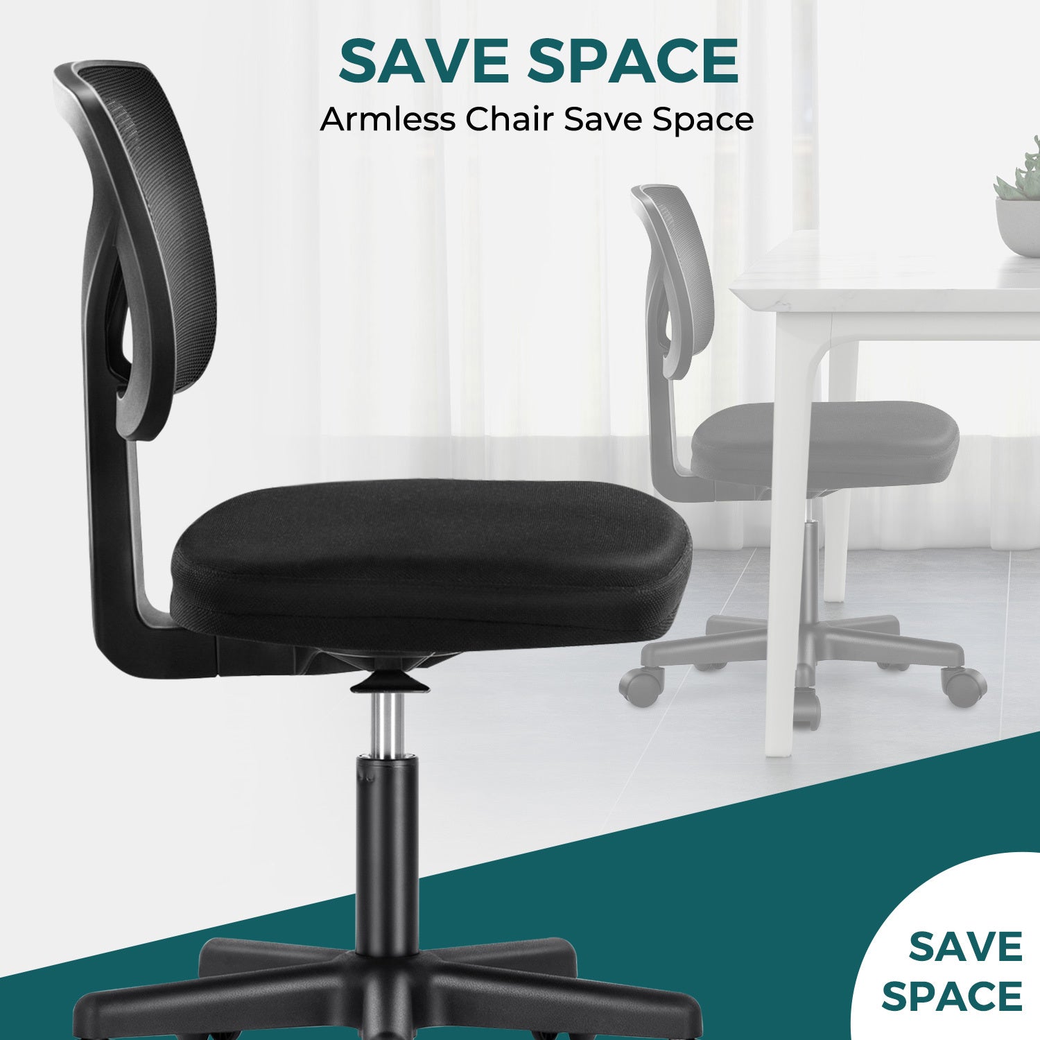 Sweetcrispy Armless Desk Chair Small Home Office Chair With Lumbar Support Black Nylon Mesh