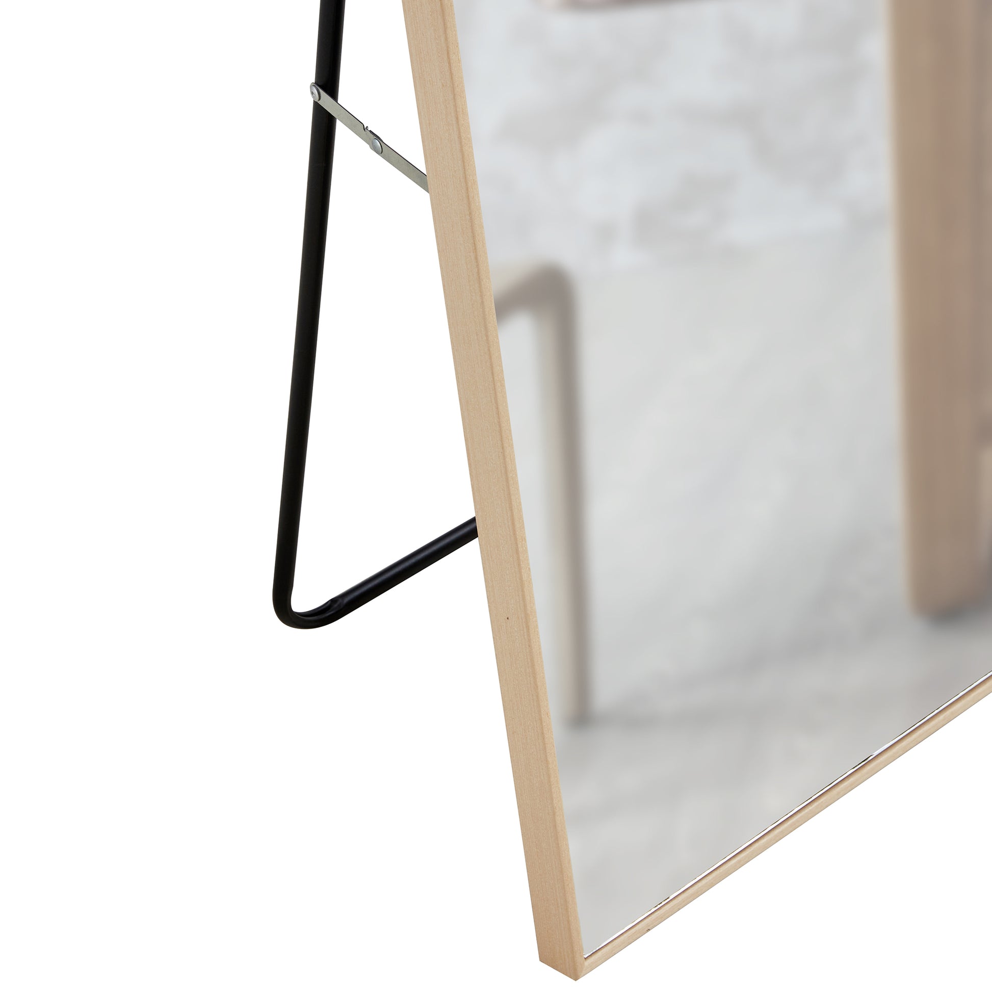 The3Rd Generation Packaging Upgrade Includes A Light Oak Solid Wood Frame Full Length Mirror, Dressing Mirror, Bedroom Entrance, Decorative Mirror, Clothing Store, And Floor Mounted Mirror. 60" *17.3" Light Oak Glass