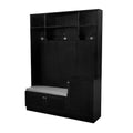 Elegant Design Hall Tree With Comfort And Storage Solutions, Functional Hallway Shoe Cabinet With Bench&Cushion, Modern Coat Rack With Hooks For Entryways, Black Cushioned Black Primary Living Space Mdf