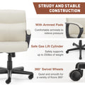 Sweetcrispy Mid Back Office Desk Chair With Padded Armrests Pu Leather Home Office Chair Gray Pu Leather