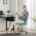 Sweetcrispy Armless Home Office Desk Chair With Wheels Adjustable Swivel Task Computer Vanity Chair For Small Spaces Green Fabric