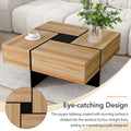 Unique Design Coffee Table With 4 Hidden Storage Compartments, Square Cocktail Table With Extendable Sliding Tabletop, Uv High Gloss Design Center Table For Living Room, 31.5