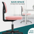 Sweetcrispy Armless Desk Chair Small Home Office Chair With Lumbar Support Pink Nylon Mesh