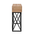 43.31'' Luxury Wood Sofa Table, Industrial Console Table For Entryway, Hallway Tables With Two Drawers For Living Room Natural Mdf Iron