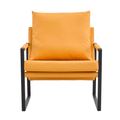 Pu Leather Accent Arm Chair Mid Century Upholstered Armchair With Metal Frame Extra Thick Padded Backrest And Seat Cushion Sofa Chairs For Living Room Orange Pu Leather Metal Frame Foam Sf 008 Orange Pu