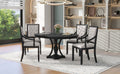 Retro 5 Piece Dining Set Extendable Round Table And 4 Chairs For Kitchen Dining Room Black Oak Black Mdf