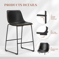 Sweetcrispy 26 Inch Counter Height Bar Stools Set Of 2 Leather Barstool With Back And Metal Leg Modern Bar Stools For Kitchen Island Pub Living Room Black Pu