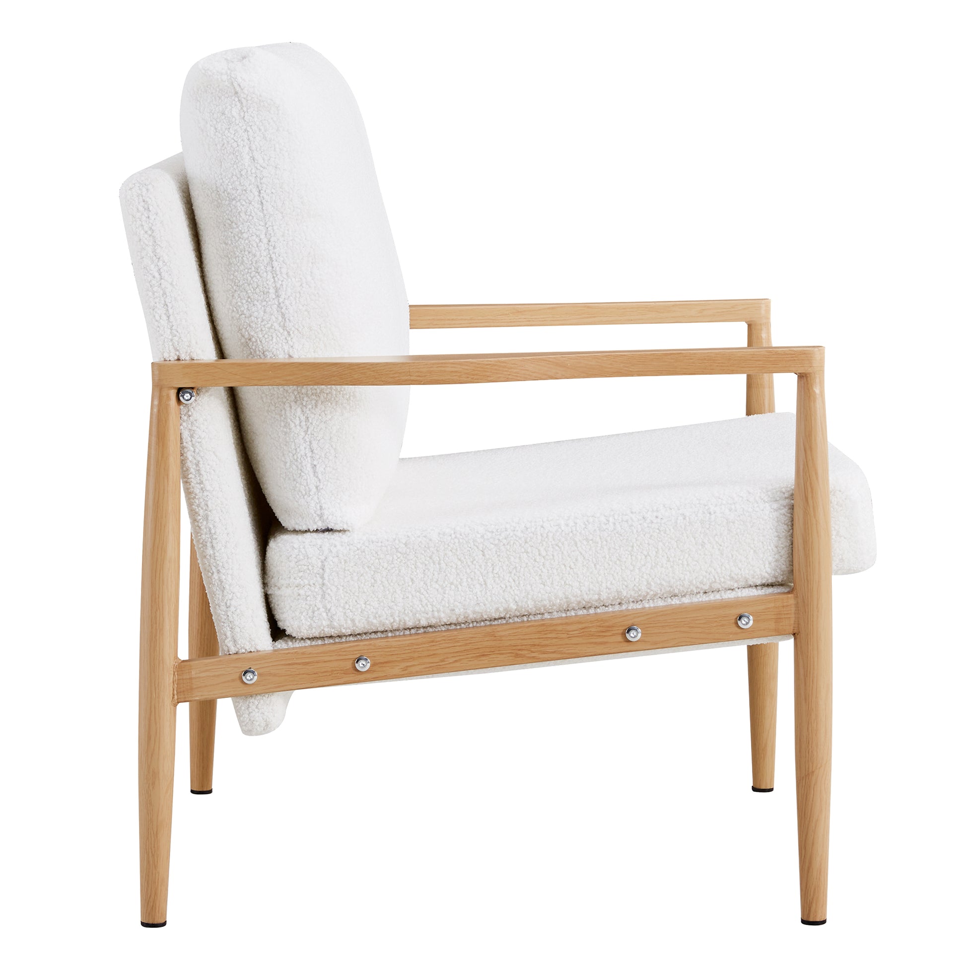 Sofa Chair.Teddy Velvet Accent Arm Chair Mid Century Upholstered Armchair With Imitation Solid Wood Color Metal Frame Extra Thick Padded Backrest And Seat Cushion Sofa Chairs For Living Room Sf 010 White Velvet