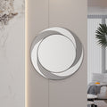 24 Inch Wall Mounted Silver Decorative Round Wall Mirror For Home, Living Room, Bedroom, Entryway Silver Grey Mdf Glass