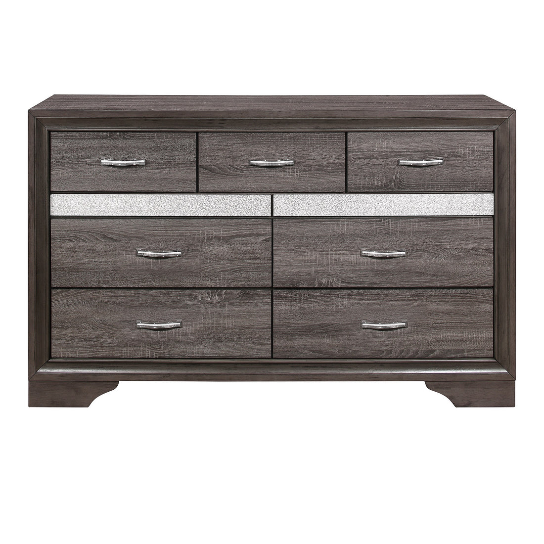 Unique Style Bedroom 1Pc Dresser Of Drawers Hidden Drawers Gray And Sliver Glitter Wooden Furniture Multicolor Bedroom Glam Wood