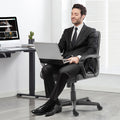 Sweetcrispy Mid Back Office Desk Chair With Padded Armrests Pu Leather Home Office Chair Black Pu Leather