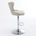Swivel Pu Barstools Adjusatble Seat Height From 25 33 Inch, Modern Upholstered Chrome Base Bar Stools With Backs Comfortable Tufted For Home Pub And Kitchen Island,Olive Green, Sw1844Bg Beige Dining Room American Design Foam Pu Leather