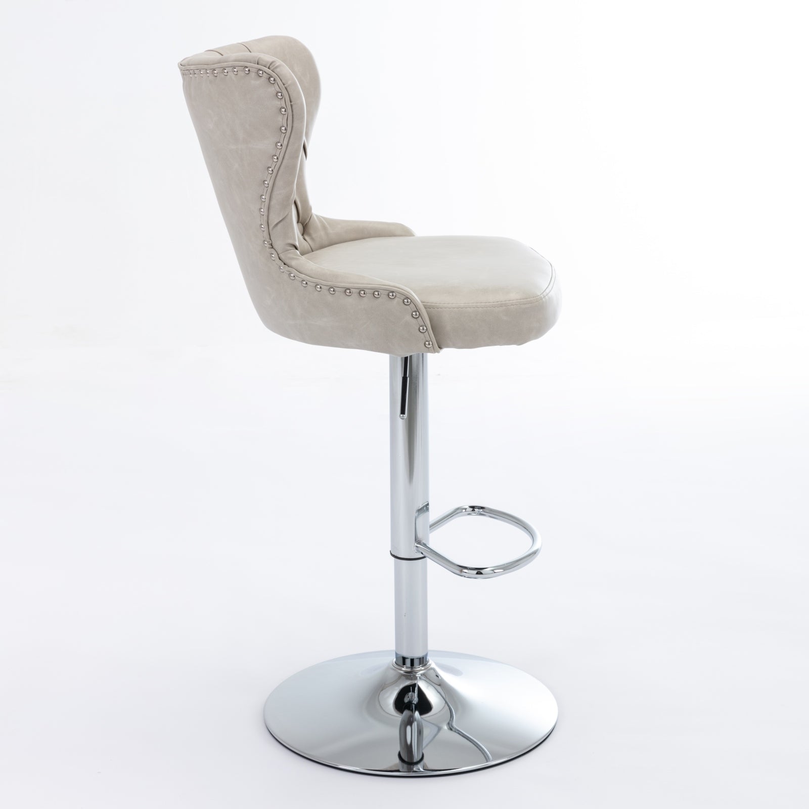 Swivel Pu Barstools Adjusatble Seat Height From 25 33 Inch, Modern Upholstered Chrome Base Bar Stools With Backs Comfortable Tufted For Home Pub And Kitchen Island,Olive Green, Sw1844Bg Beige Dining Room American Design Foam Pu Leather