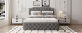 Queen Size Upholstered Platform Bed With Twin Size Trundle And 2 Sets Of Usb Ports On Each Side, Linen Fabric, Gray Queen Gray Linen