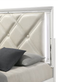 Prism Modern Style King Bed With Led Accents & V Shaped Handles Box Spring Not Required King Silver Wood Bedroom Contemporary,Modern Wood