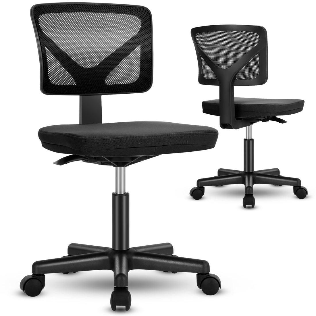 Sweetcrispy Armless Desk Chair Small Home Office Chair With Lumbar Support Black Nylon Mesh
