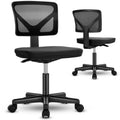 Sweetcrispy Armless Desk Chair Small Home Office Chair With Lumbar Support Black Nylon Mesh