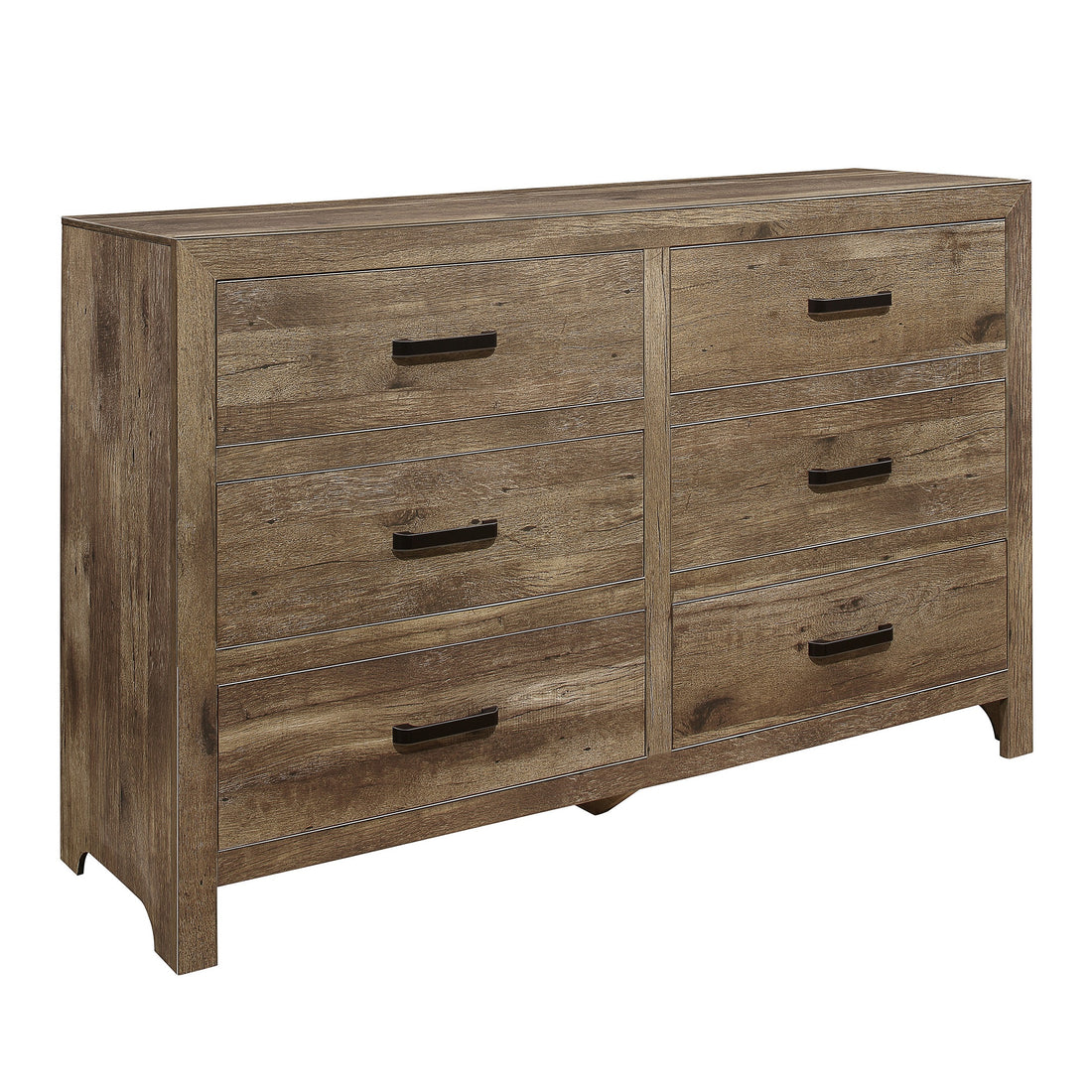 Rustic Style Dresser W 6 Storage Drawers Weathered Pine Finish Wooden Bedroom Furniture Old Pine Bedroom Classic,Transitional Wood