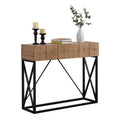 43.31'' Luxury Wood Sofa Table, Industrial Console Table For Entryway, Hallway Tables With Two Drawers For Living Room Natural Mdf Iron