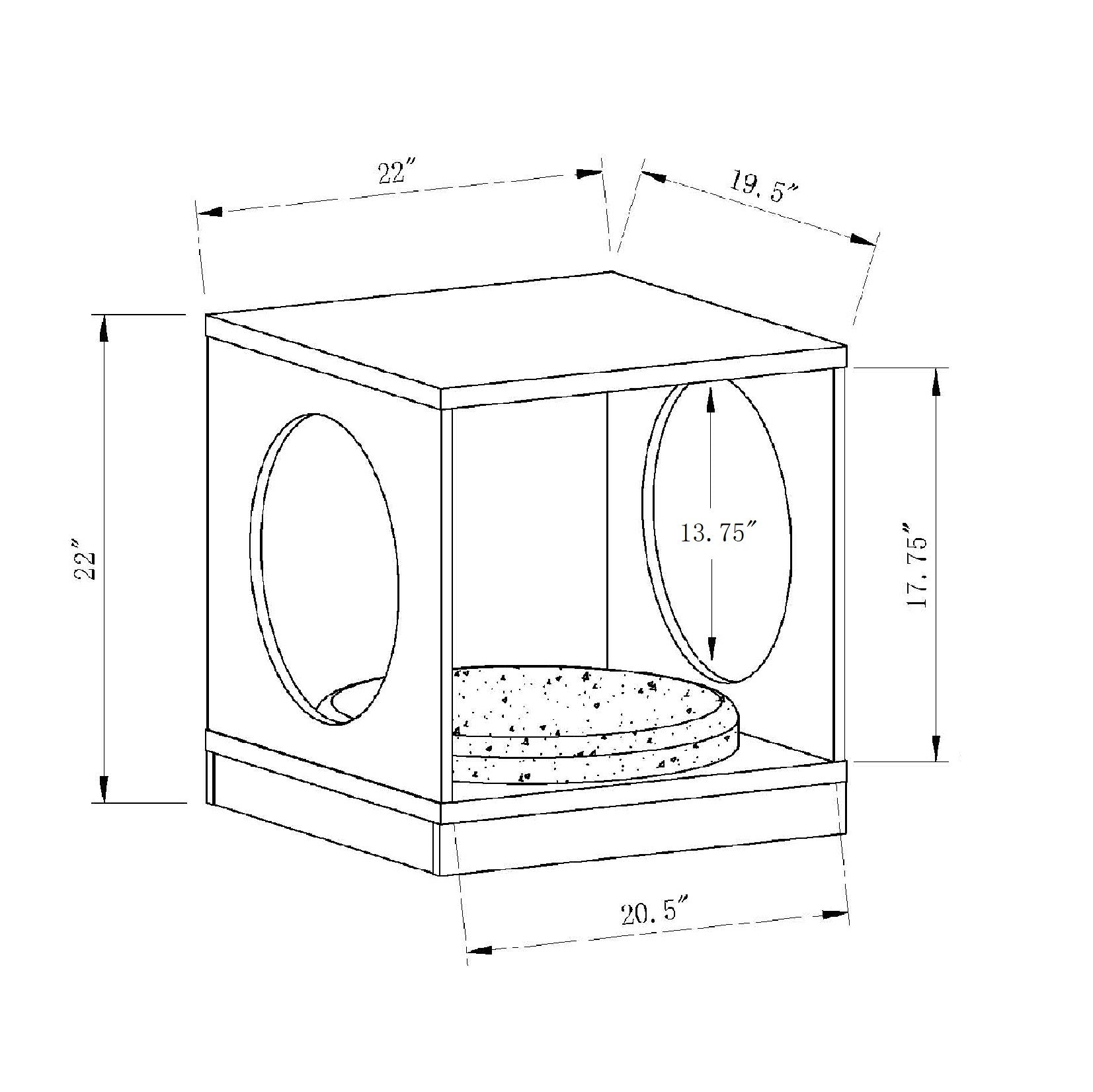 Circle Design Comfortable Pet End Table With Removable Mat In Red Cocoa Espresso Particle Board