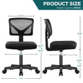 Sweetcrispy Armless Desk Chair Small Home Office Chair With Lumbar Support Black Nylon Mesh