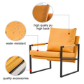 Pu Leather Accent Arm Chair Mid Century Upholstered Armchair With Metal Frame Extra Thick Padded Backrest And Seat Cushion Sofa Chairs For Living Room Orange Pu Leather Metal Frame Foam Sf 008 Orange Pu