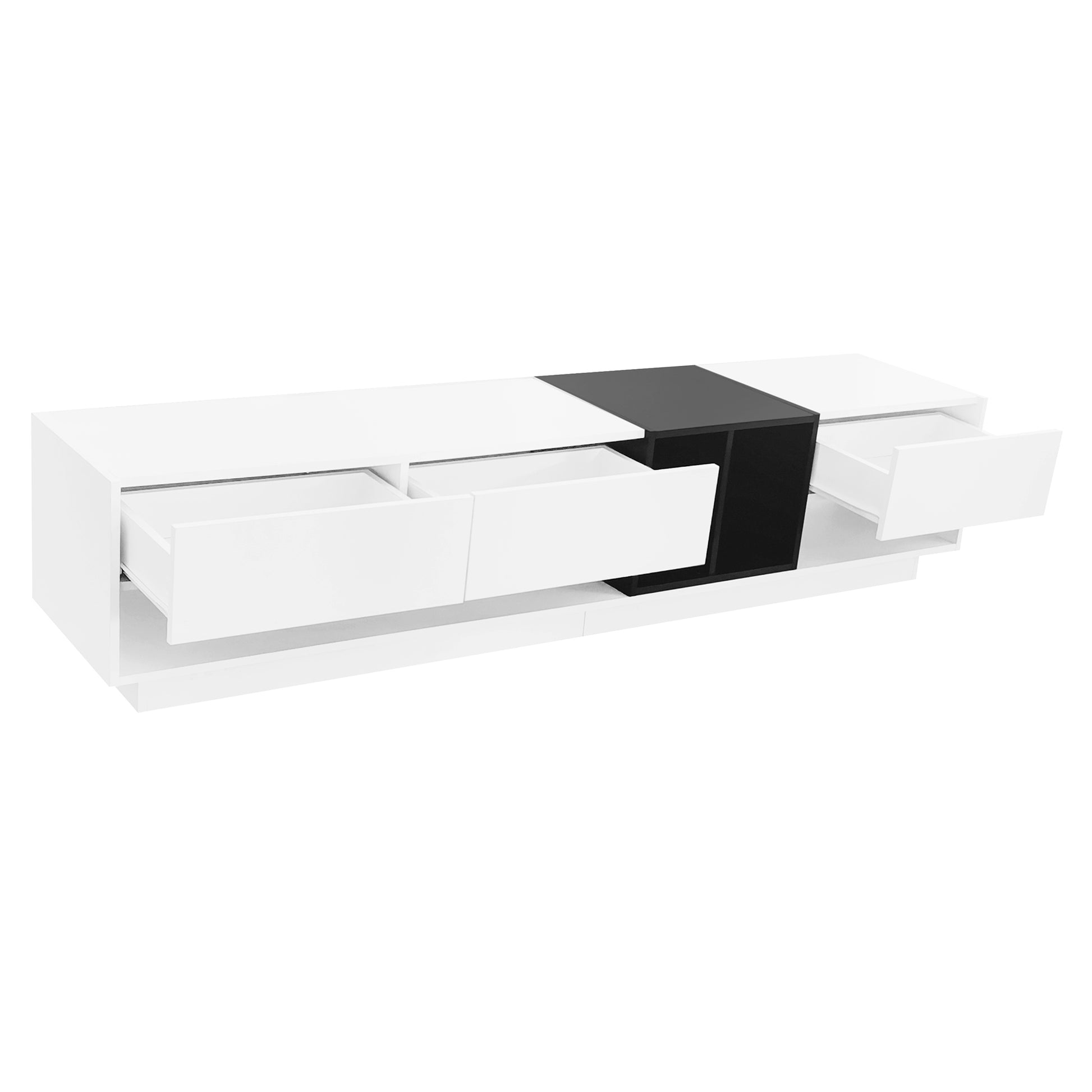 Sleek And Stylish Tv Stand With Perfect Storage Solution, Two Tone Media Console For Tvs Up To 80'', Functional Tv Cabinet With Versatile Compartment For Living Room, White White Primary Living Space Particle Board