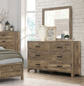 Rustic Style Dresser W 6 Storage Drawers Weathered Pine Finish Wooden Bedroom Furniture Old Pine Bedroom Classic,Transitional Wood