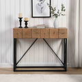 43.31'' Luxury Wood Sofa Table, Industrial Console Table For Entryway, Hallway Tables With Two Drawers For Living Room Natural Mdf Iron