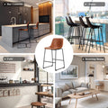 Sweetcrispy 26 Inch Counter Height Bar Stools Set Of 2 Leather Barstool With Back And Metal Leg Modern Bar Stools For Kitchen Island Pub Living Room Brown Pu