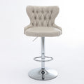 Swivel Pu Barstools Adjusatble Seat Height From 25 33 Inch, Modern Upholstered Chrome Base Bar Stools With Backs Comfortable Tufted For Home Pub And Kitchen Island,Olive Green, Sw1844Bg Beige Dining Room American Design Foam Pu Leather