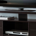 Home Entertainment Stand, Tv Stand With 4 Storage Drawers, Display Table In Red Cocoa Espresso 50 59 Inches Particle Board
